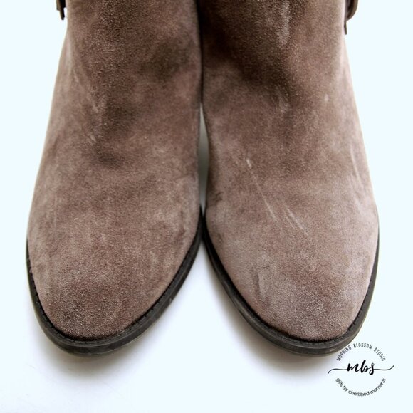 Vionic Madeline Greige Tassel Suede Leather Ankle Boots - Picture 12 of 16